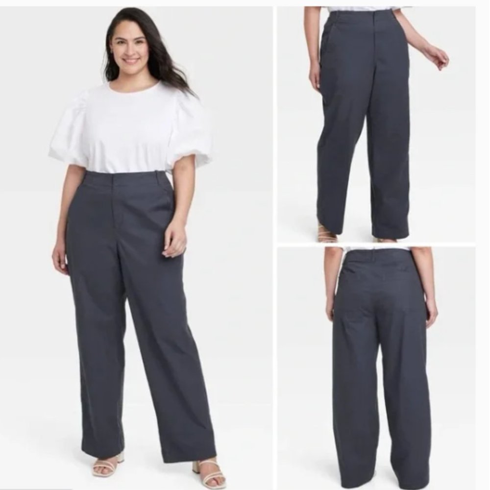 A New Day Mid Rise Straight Leg Steel Blue Chino Pants Size 17 New With Tags
